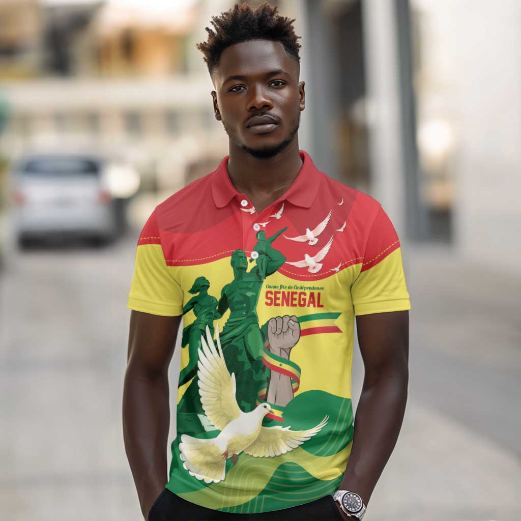 Personalized Senegal Independence Day Polo Shirt African Renaissance Monument