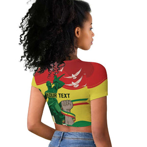 Personalized Senegal Independence Day Raglan Cropped T shirt African Renaissance Monument