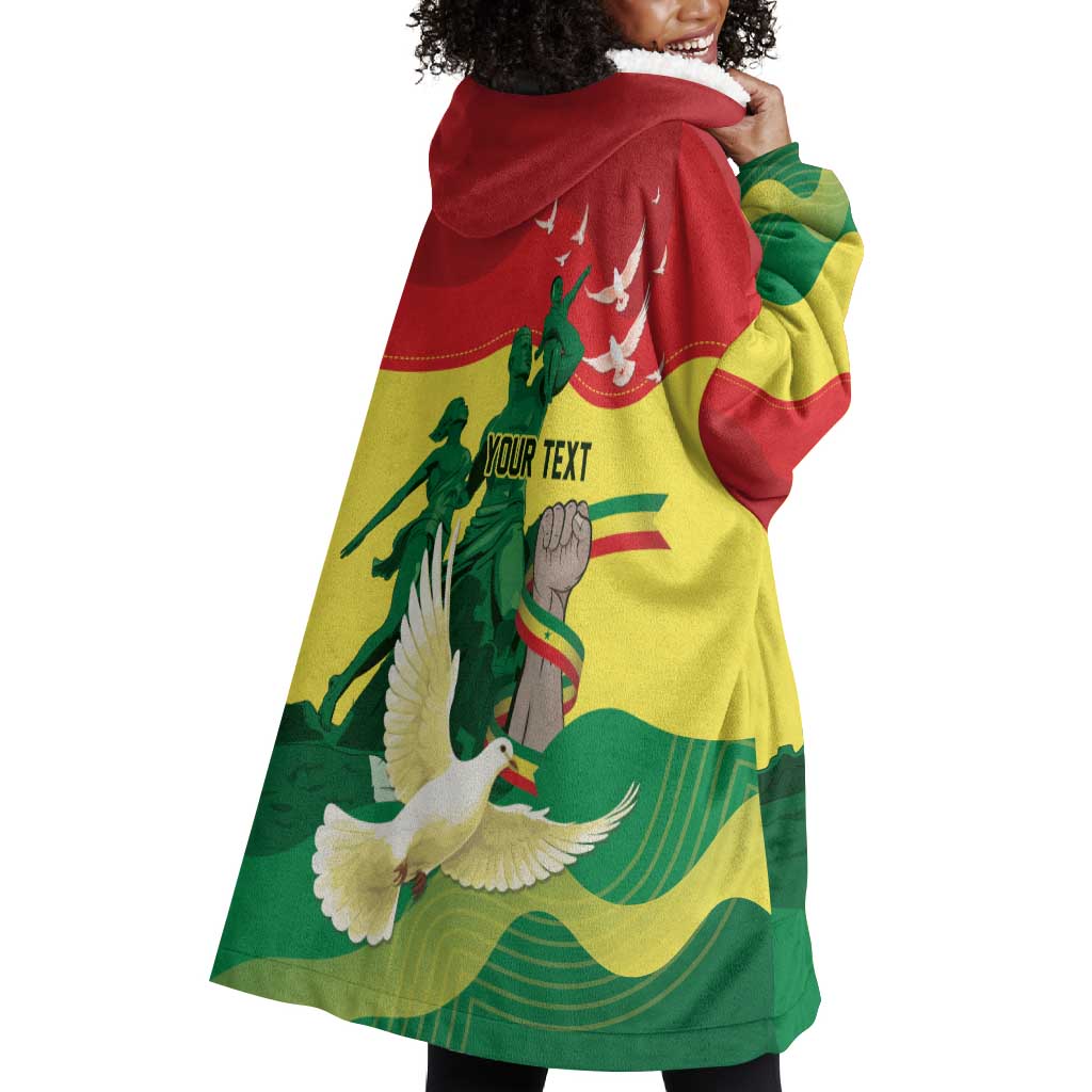 Personalized Senegal Independence Day Wearable Blanket Hoodie African Renaissance Monument