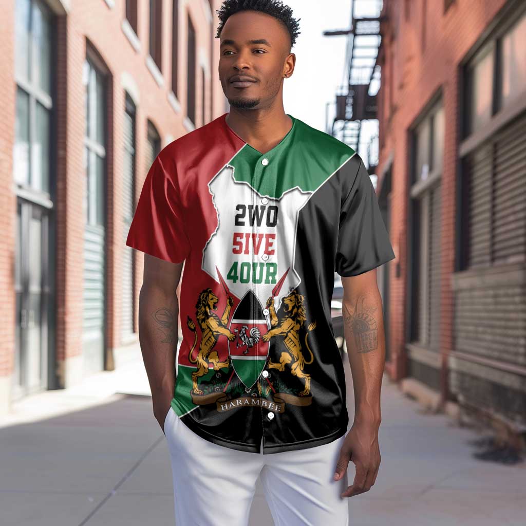 Kenya 254 Baseball Jersey Kenyan Flag Map Double Lion Shield - African Pride