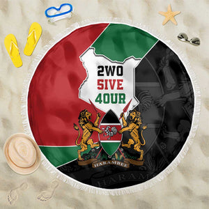 Kenya 254 Beach Blanket Kenyan Flag Map Double Lion Shield - African Pride