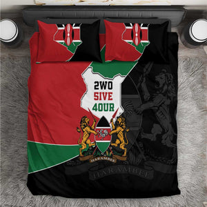 Kenya 254 Bedding Set Kenyan Flag Map Double Lion Shield - African Pride