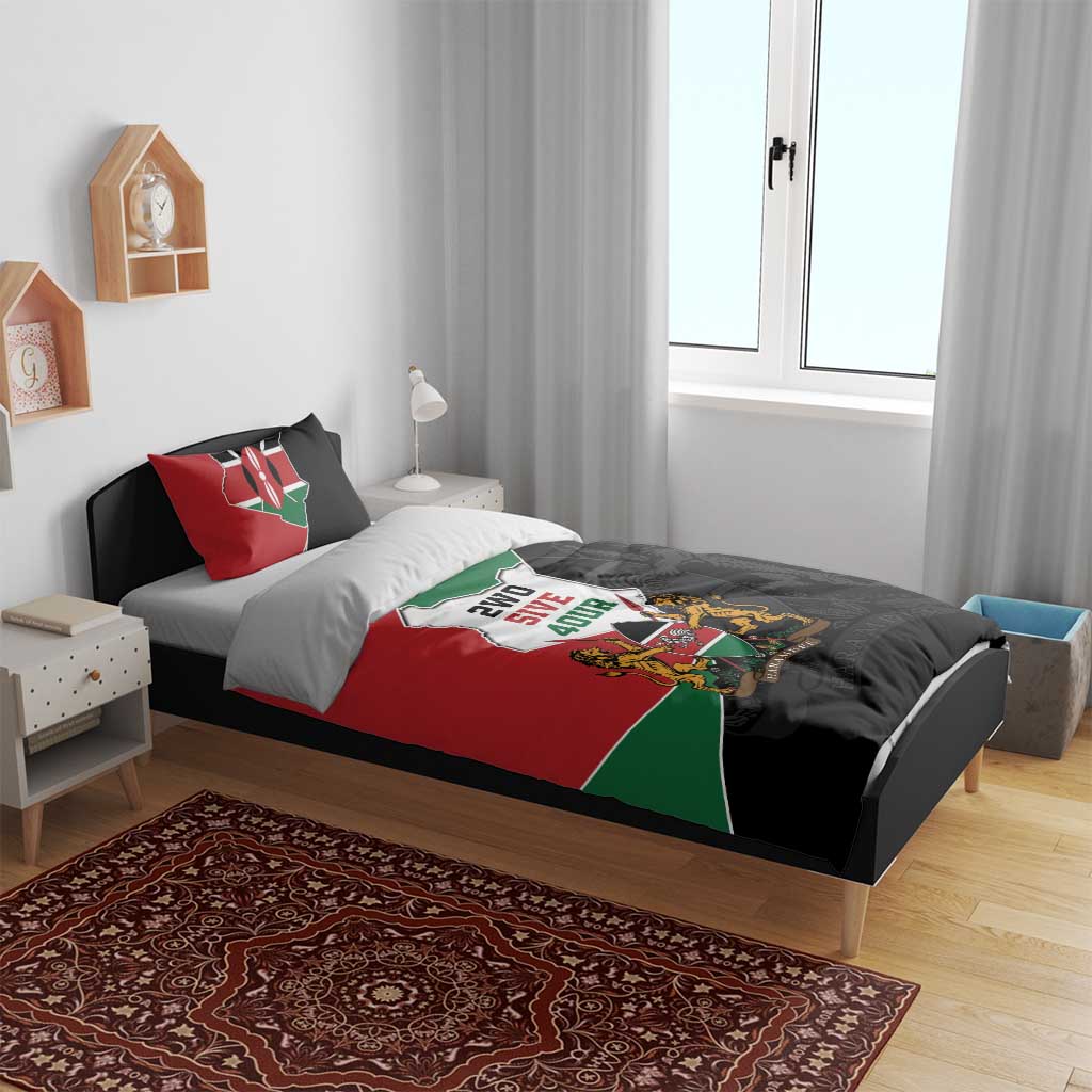 Kenya 254 Bedding Set Kenyan Flag Map Double Lion Shield - African Pride