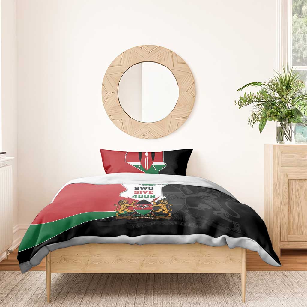 Kenya 254 Bedding Set Kenyan Flag Map Double Lion Shield - African Pride