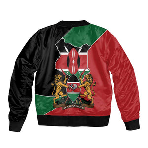 Kenya 254 Bomber Jacket Kenyan Flag Map Double Lion Shield - African Pride