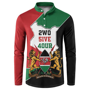 Kenya 254 Button Sweatshirt Kenyan Flag Map Double Lion Shield
