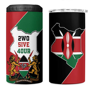 Kenya 254 4 in 1 Can Cooler Tumbler Kenyan Flag Map Double Lion Shield - African Pride