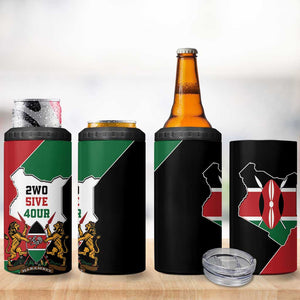 Kenya 254 4 in 1 Can Cooler Tumbler Kenyan Flag Map Double Lion Shield - African Pride