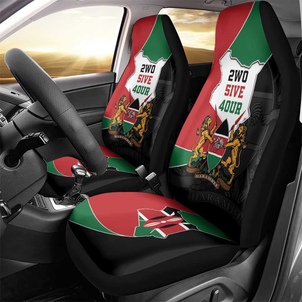 Kenya 254 Car Seat Cover Kenyan Flag Map Double Lion Shield - African Pride