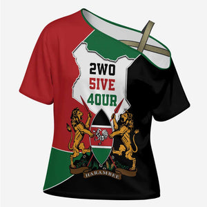 Kenya 254 Cross Shoulder Shirt Kenyan Flag Map Double Lion Shield
