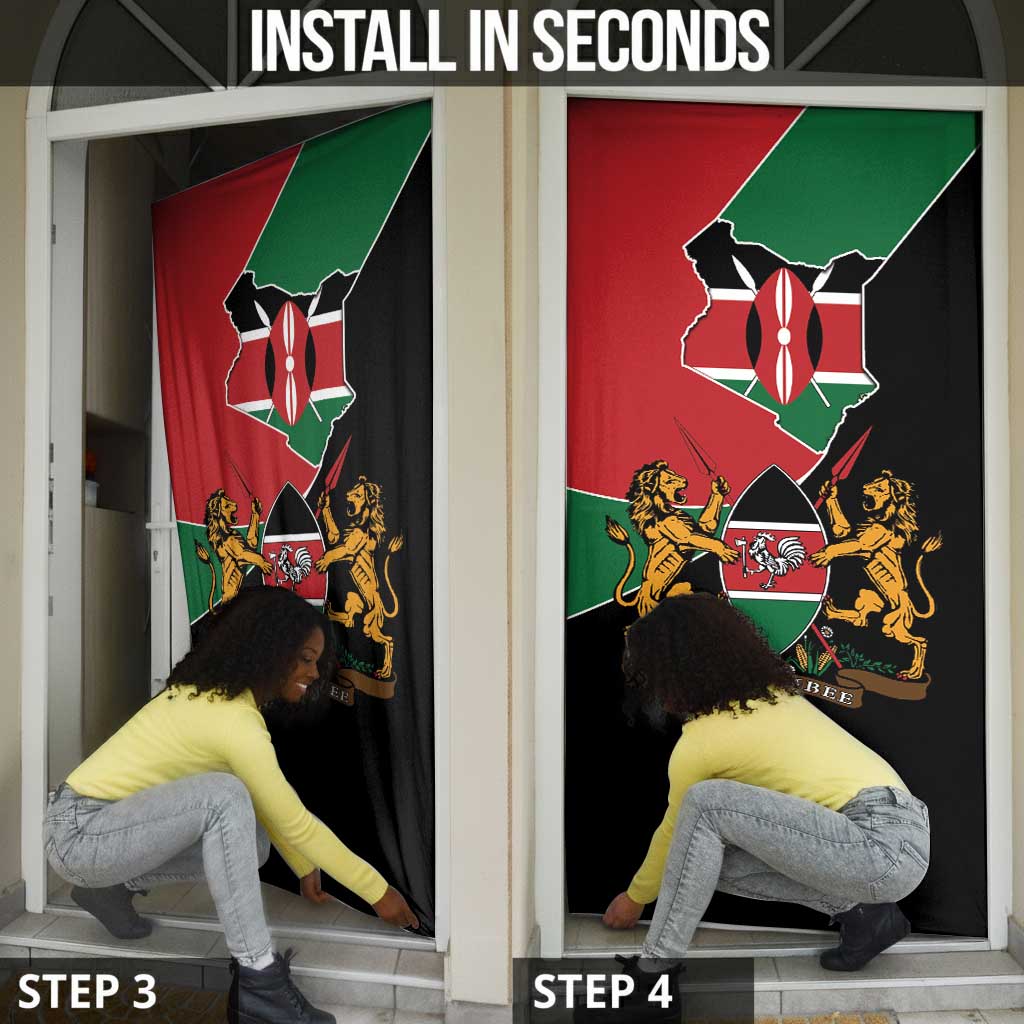 Kenya 254 Door Cover Kenyan Flag Map Double Lion Shield