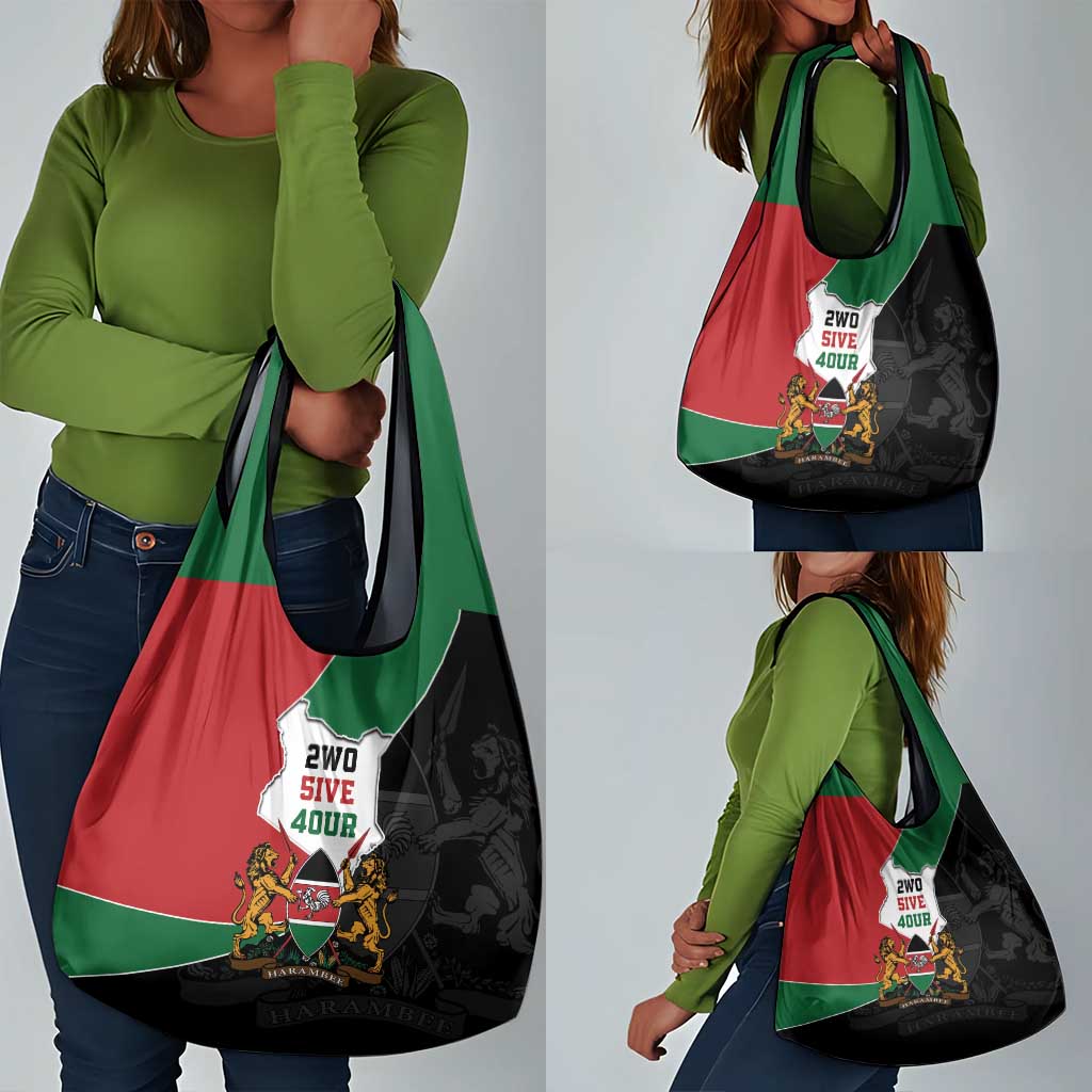 Kenya 254 Grocery Bag Kenyan Flag Map Double Lion Shield - African Pride