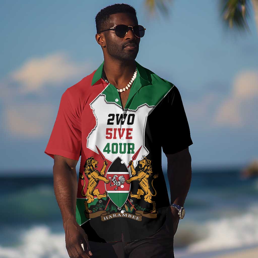 Kenya 254 Hawaiian Shirt Kenyan Flag Map Double Lion Shield - African Pride