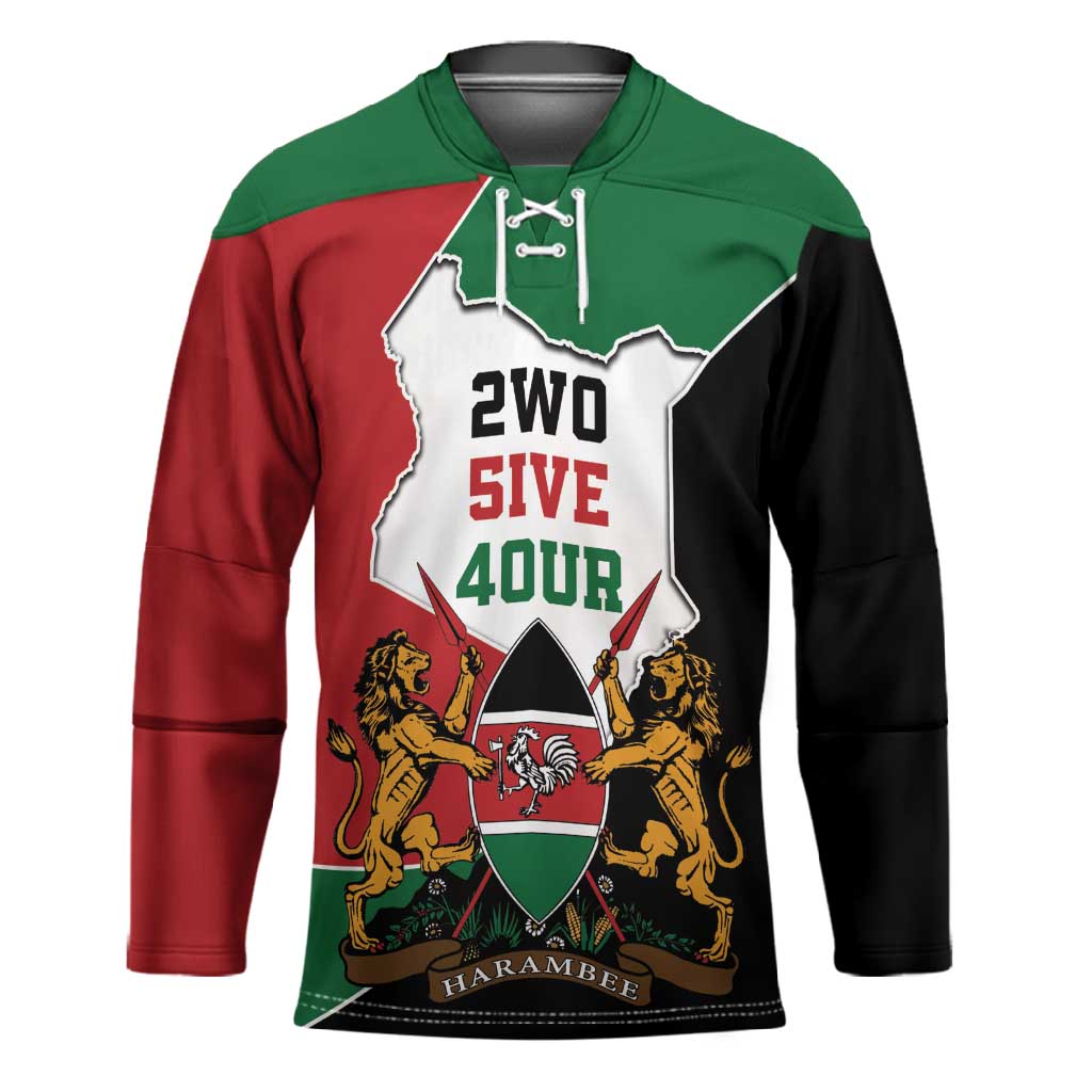 Kenya 254 Hockey Jersey Kenyan Flag Map Double Lion Shield