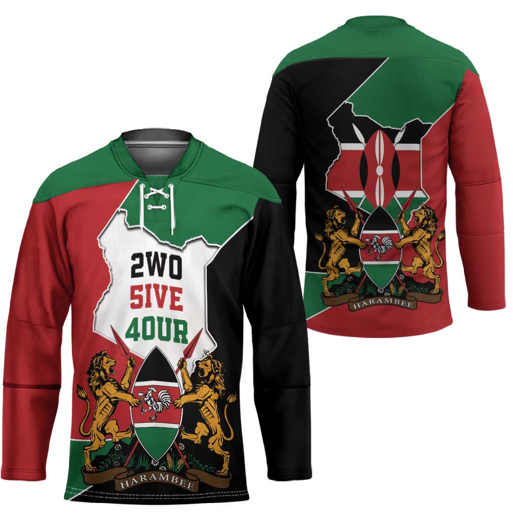 Kenya 254 Hockey Jersey Kenyan Flag Map Double Lion Shield