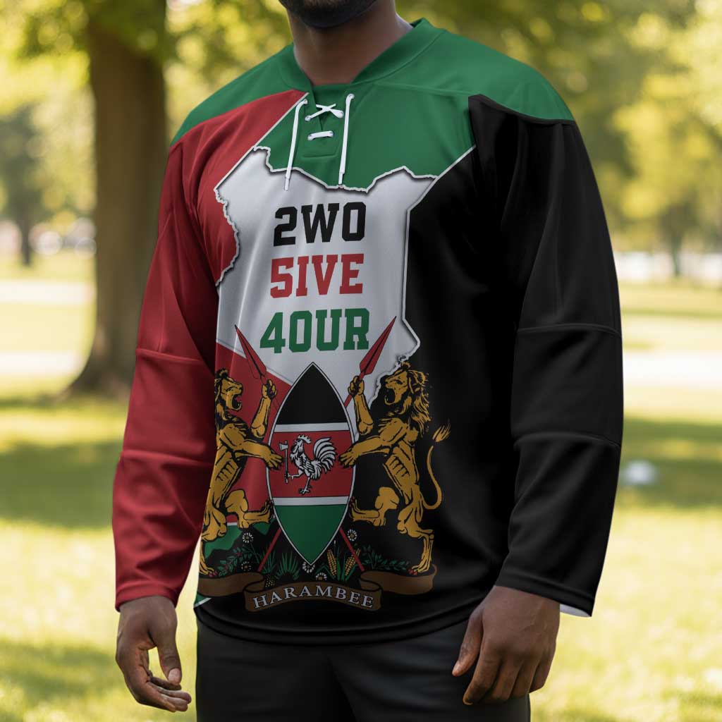 Kenya 254 Hockey Jersey Kenyan Flag Map Double Lion Shield
