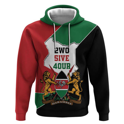 Kenya 254 Hoodie Kenyan Flag Map Double Lion Shield - African Pride