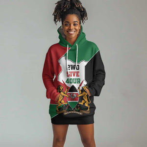Kenya 254 Hoodie Dress Kenyan Flag Map Double Lion Shield - African Pride
