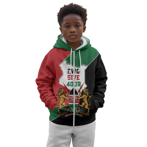 Kenya 254 Kid Hoodie Kenyan Flag Map Double Lion Shield - African Pride
