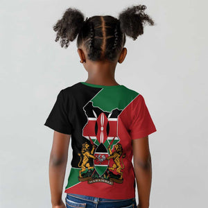 Kenya 254 Kid T shirt Kenyan Flag Map Double Lion Shield - African Pride