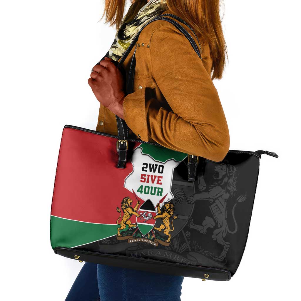 Kenya 254 Leather Tote Bag Kenyan Flag Map Double Lion Shield - African Pride