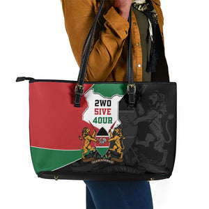 Kenya 254 Leather Tote Bag Kenyan Flag Map Double Lion Shield - African Pride