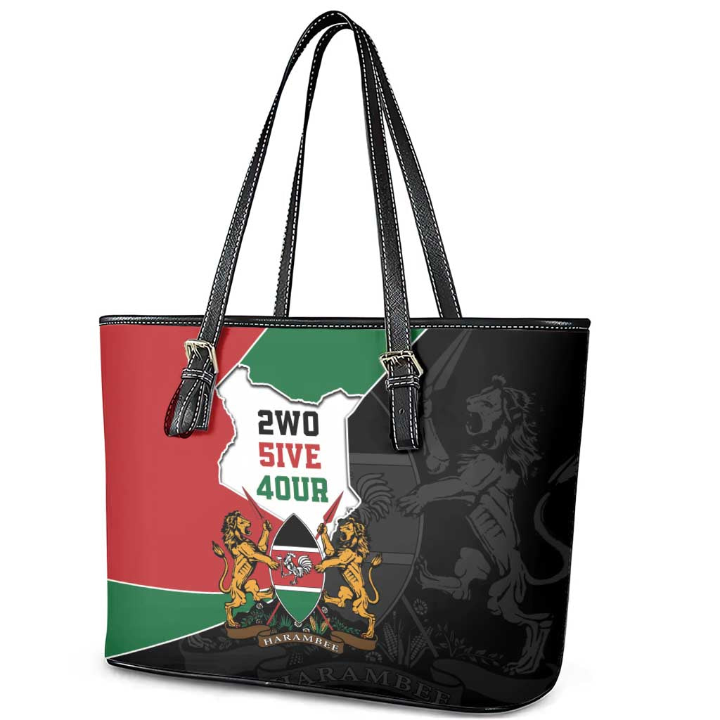 Kenya 254 Leather Tote Bag Kenyan Flag Map Double Lion Shield - African Pride