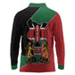 Kenya 254 Long Sleeve Polo Shirt Kenyan Flag Map Double Lion Shield - African Pride