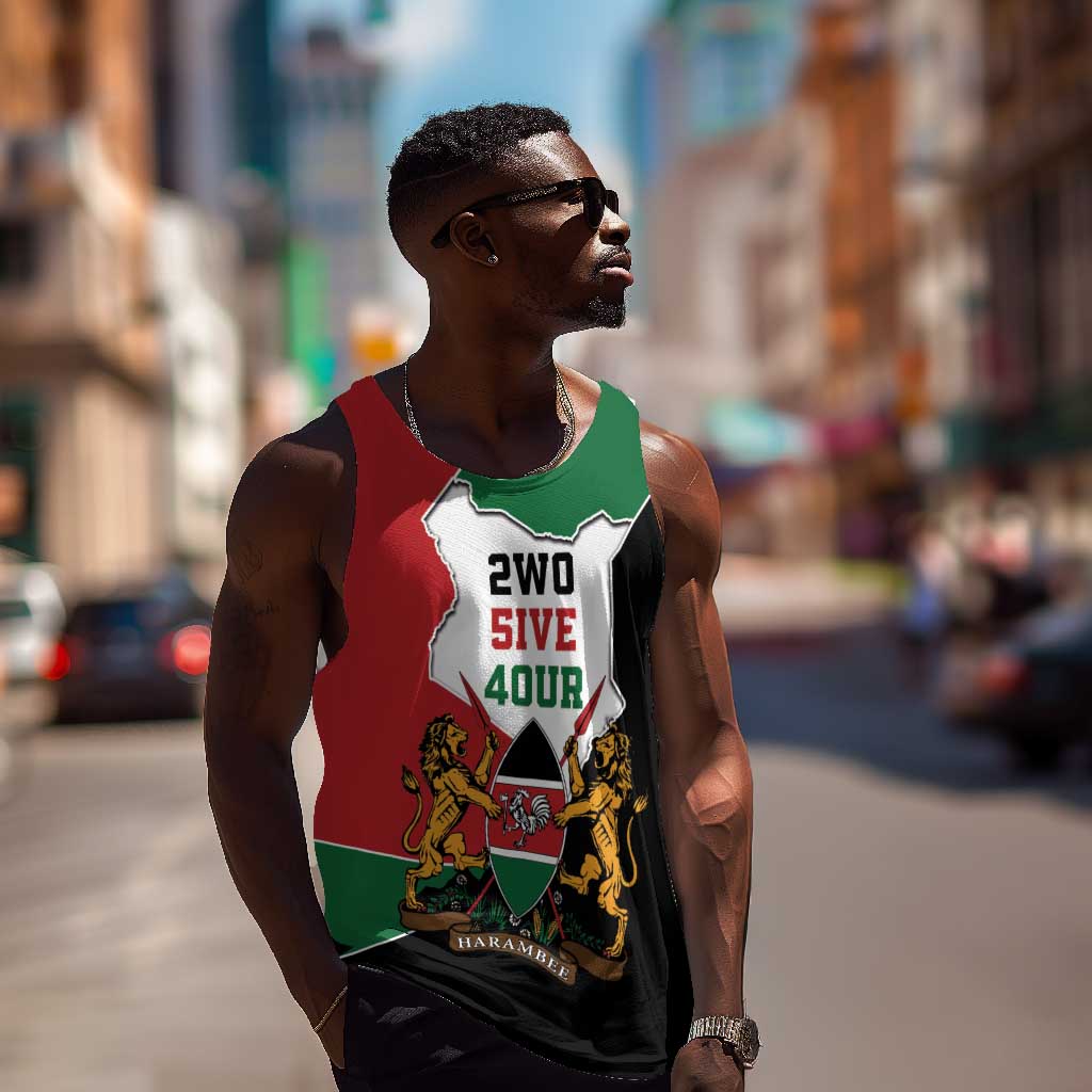 Kenya 254 Men Tank Top Kenyan Flag Map Double Lion Shield - African Pride