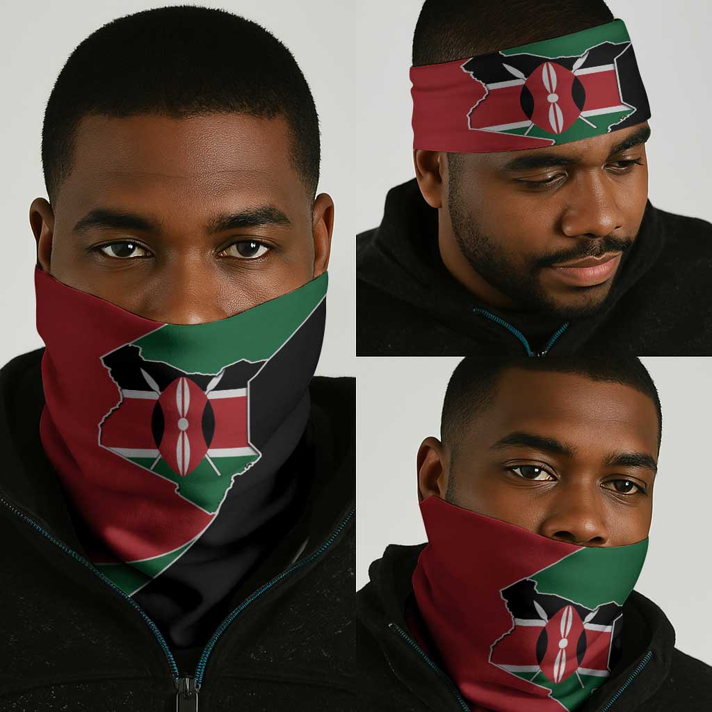 Kenya 254 Neck Gaiter Kenyan Flag Map Double Lion Shield - African Pride