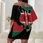 Kenya 254 Off Shoulder Short Dress Kenyan Flag Map Double Lion Shield - African Pride