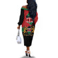 Kenya 254 Off The Shoulder Long Sleeve Dress Kenyan Flag Map Double Lion Shield - African Pride