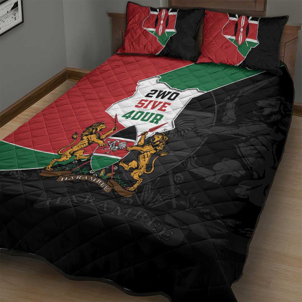 Kenya 254 Quilt Bed Set Kenyan Flag Map Double Lion Shield - African Pride