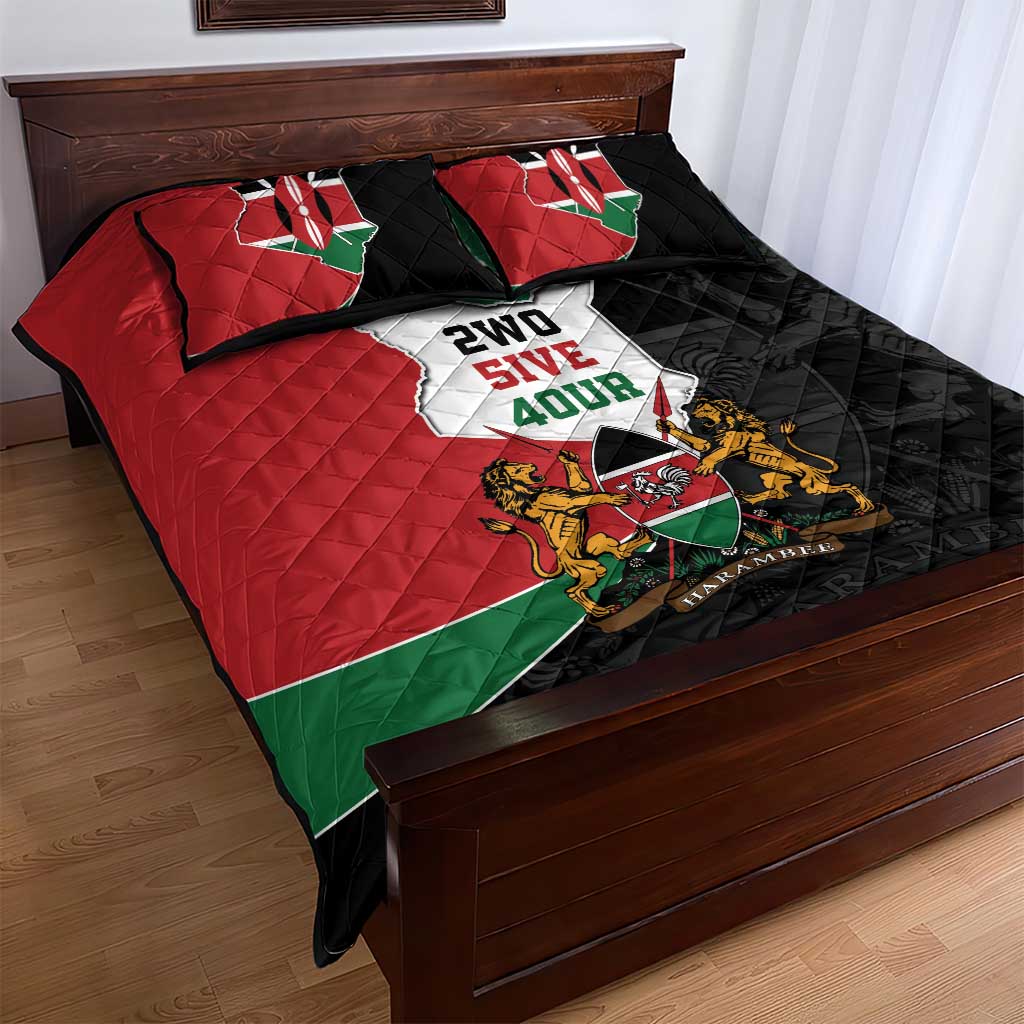 Kenya 254 Quilt Bed Set Kenyan Flag Map Double Lion Shield - African Pride