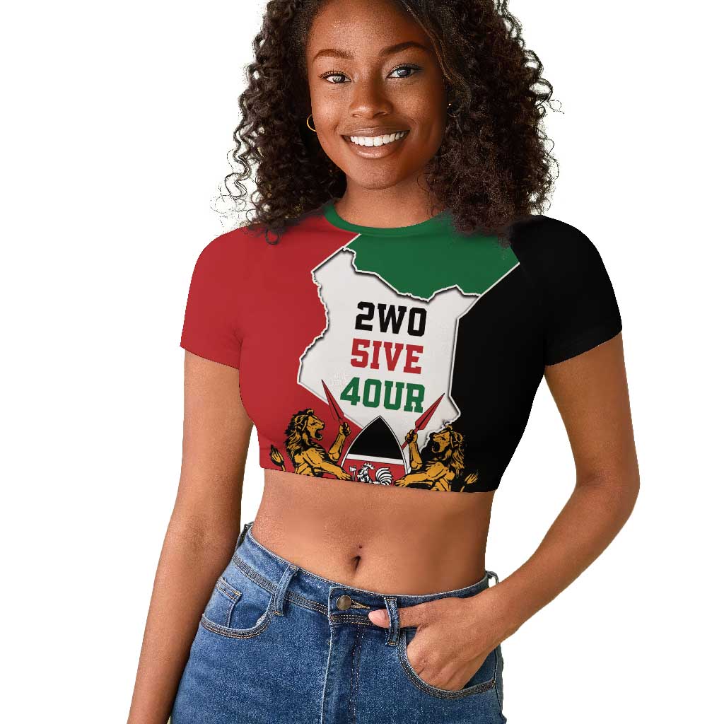 Kenya 254 Raglan Cropped T shirt Kenyan Flag Map Double Lion Shield - African Pride