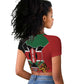 Kenya 254 Raglan Cropped T shirt Kenyan Flag Map Double Lion Shield - African Pride