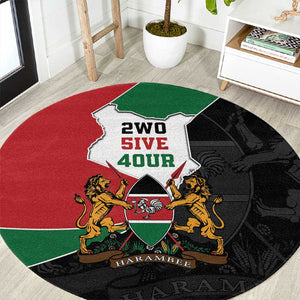 Kenya 254 Round Carpet Kenyan Flag Map Double Lion Shield - African Pride