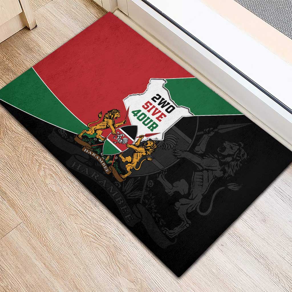 Kenya 254 Rubber Doormat Kenyan Flag Map Double Lion Shield - African Pride