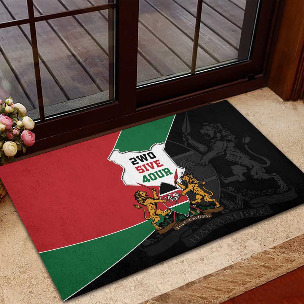 Kenya 254 Rubber Doormat Kenyan Flag Map Double Lion Shield - African Pride