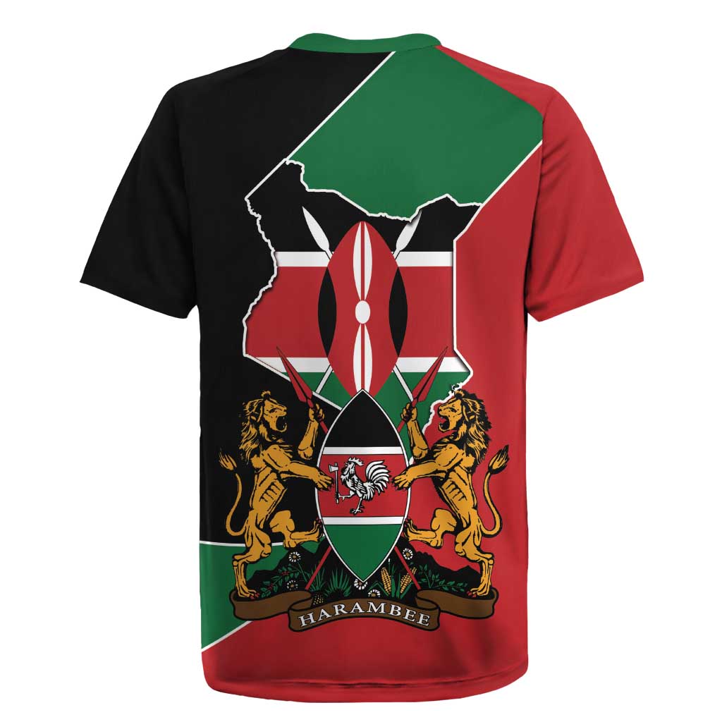 Kenya 254 Rugby Jersey Kenyan Flag Map Double Lion Shield - African Pride