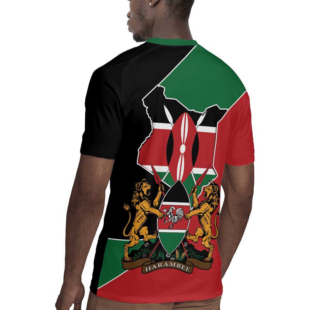 Kenya 254 Rugby Jersey Kenyan Flag Map Double Lion Shield - African Pride