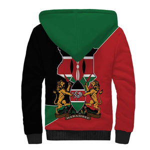 Kenya 254 Sherpa Hoodie Kenyan Flag Map Double Lion Shield - African Pride