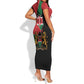 Kenya 254 Short Sleeve Bodycon Dress Kenyan Flag Map Double Lion Shield - African Pride