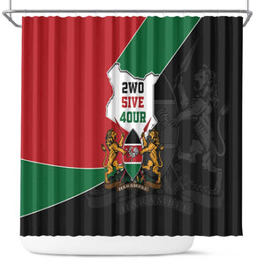 Kenya 254 Shower Curtain Kenyan Flag Map Double Lion Shield - African Pride
