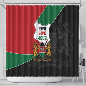 Kenya 254 Shower Curtain Kenyan Flag Map Double Lion Shield - African Pride