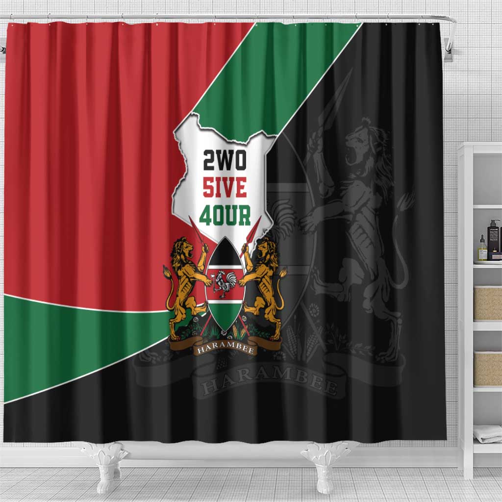 Kenya 254 Shower Curtain Kenyan Flag Map Double Lion Shield - African Pride