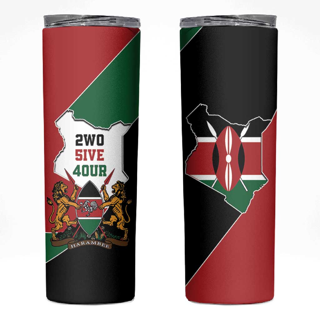 Kenya 254 Skinny Tumbler Kenyan Flag Map Double Lion Shield - African Pride