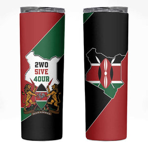 Kenya 254 Skinny Tumbler Kenyan Flag Map Double Lion Shield - African Pride