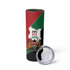 Kenya 254 Skinny Tumbler Kenyan Flag Map Double Lion Shield - African Pride