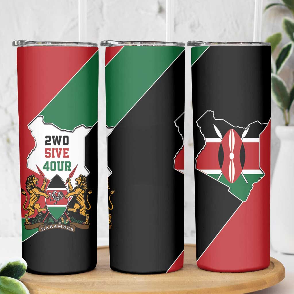Kenya 254 Skinny Tumbler Kenyan Flag Map Double Lion Shield - African Pride